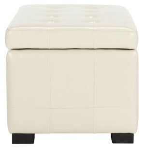 Safavieh Small Manhattan Storage Bench - Elegant Off-White Leather Ottoman With Hidden Storage & Sturdy Legs HUD4201D