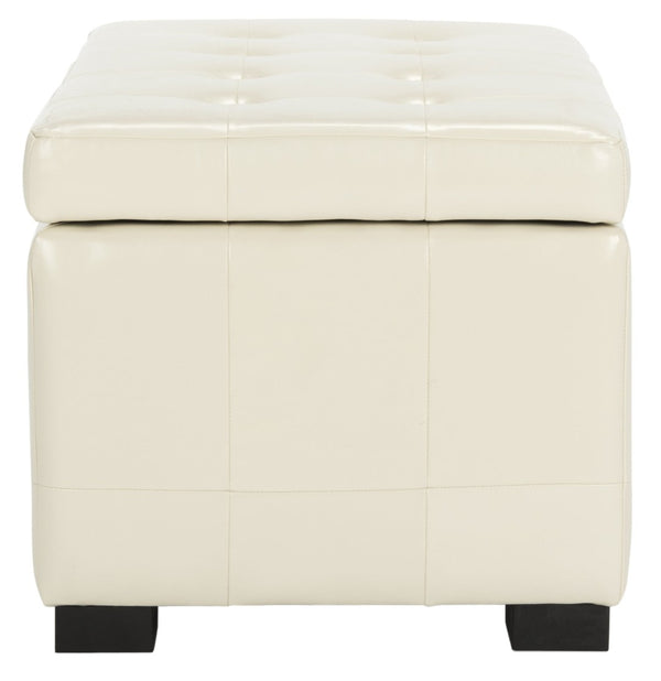 Safavieh Small Manhattan Storage Bench - Elegant Off-White Leather Ottoman With Hidden Storage & Sturdy Legs HUD4201D