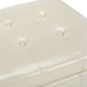Safavieh Small Manhattan Storage Bench - Elegant Off-White Leather Ottoman With Hidden Storage & Sturdy Legs HUD4201D