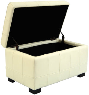 Safavieh Small Manhattan Storage Bench - Elegant Off-White Leather Ottoman With Hidden Storage & Sturdy Legs HUD4201D