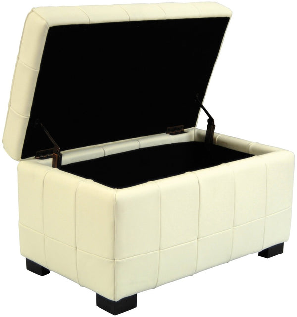 Safavieh Small Manhattan Storage Bench - Elegant Off-White Leather Ottoman With Hidden Storage & Sturdy Legs HUD4201D