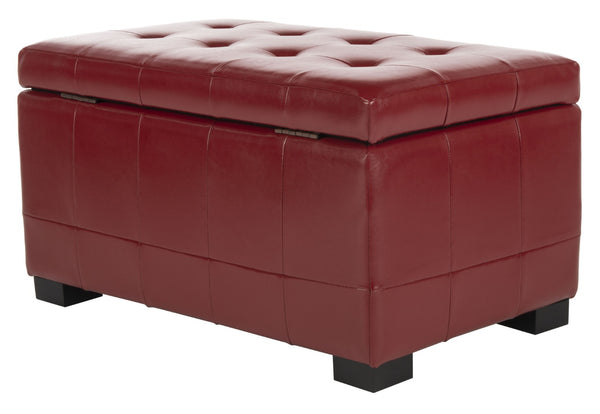 Safavieh Small Manhattan Storage Bench – Stylish And Compact Upholstered Storage Solution For Any Space Red HUD4201R