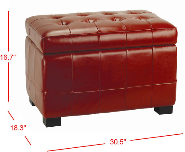 Safavieh Small Manhattan Storage Bench – Stylish And Compact Upholstered Storage Solution For Any Space Red HUD4201R