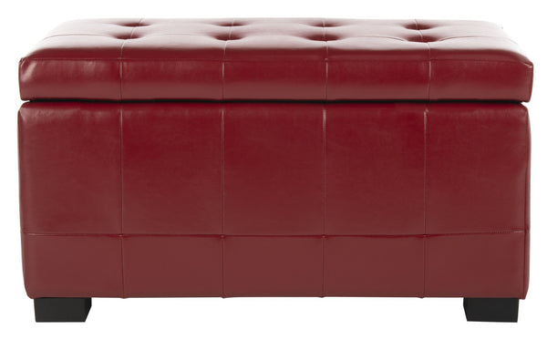 Safavieh Small Manhattan Storage Bench – Stylish And Compact Upholstered Storage Solution For Any Space Red HUD4201R