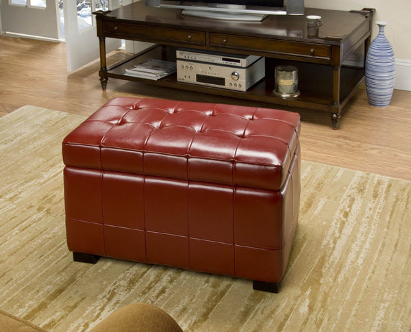 Safavieh Small Manhattan Storage Bench – Stylish And Compact Upholstered Storage Solution For Any Space Red HUD4201R