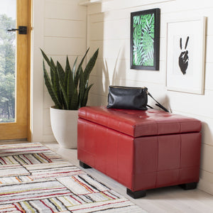Safavieh Small Manhattan Storage Bench – Stylish And Compact Upholstered Storage Solution For Any Space Red HUD4201R