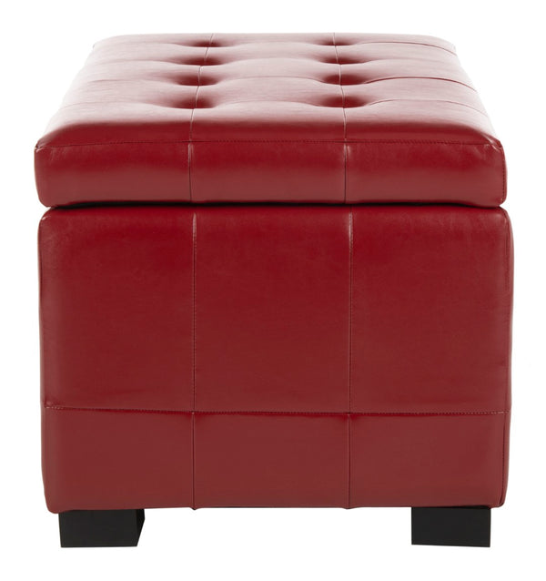 Safavieh Small Manhattan Storage Bench – Stylish And Compact Upholstered Storage Solution For Any Space Red HUD4201R