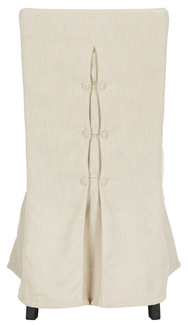 Safavieh SUZIE Slipcovered Side Chair in Chic Beige Fabric with Black Birch Legs for Dining & Home Office HUD4207A-SET2