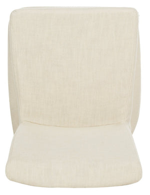 Safavieh SUZIE Slipcovered Side Chair in Chic Beige Fabric with Black Birch Legs for Dining & Home Office HUD4207A-SET2