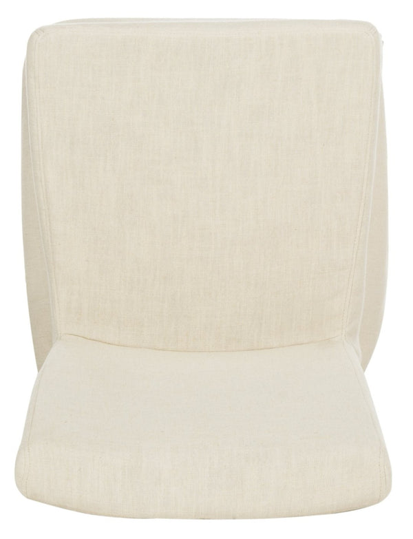 Safavieh SUZIE Slipcovered Side Chair in Chic Beige Fabric with Black Birch Legs for Dining & Home Office HUD4207A-SET2