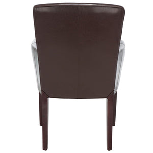 Safavieh Ken Leather Arm Chair - Elegant Brown Accent Seating With Cherry Mahogany Frame & Dovetail Design HUD8201A