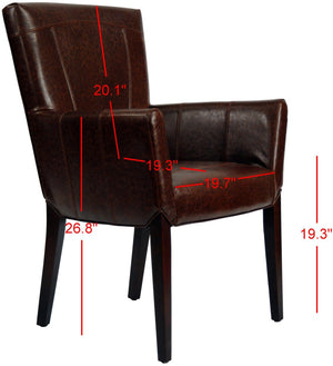 Safavieh Ken Leather Arm Chair - Elegant Brown Accent Seating With Cherry Mahogany Frame & Dovetail Design HUD8201A