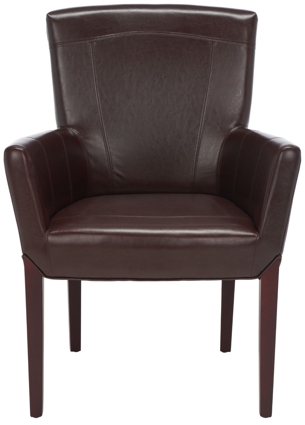 Safavieh Ken Leather Arm Chair - Elegant Brown Accent Seating With Cherry Mahogany Frame & Dovetail Design HUD8201A