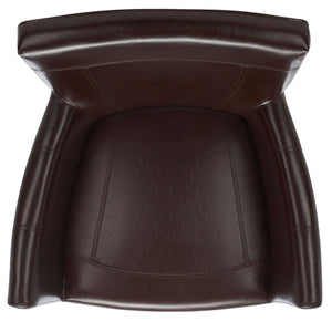 Safavieh Ken Leather Arm Chair - Elegant Brown Accent Seating With Cherry Mahogany Frame & Dovetail Design HUD8201A