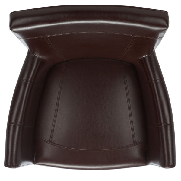 Safavieh Ken Leather Arm Chair - Elegant Brown Accent Seating With Cherry Mahogany Frame & Dovetail Design HUD8201A