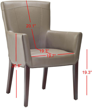 Safavieh Ken Leather Armchair - Elegant Clay Upholstered Accent Chair With Cherry Mahogany Legs & Design Details HUD8201B