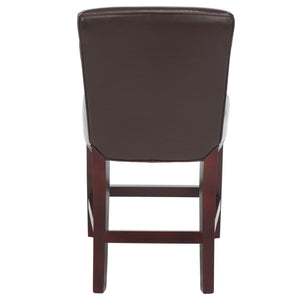 Safavieh Ken Counter Stool - Elegant Brown Bicast Leather With Classic Cherry Mahogany Frame For Comfort HUD8202A