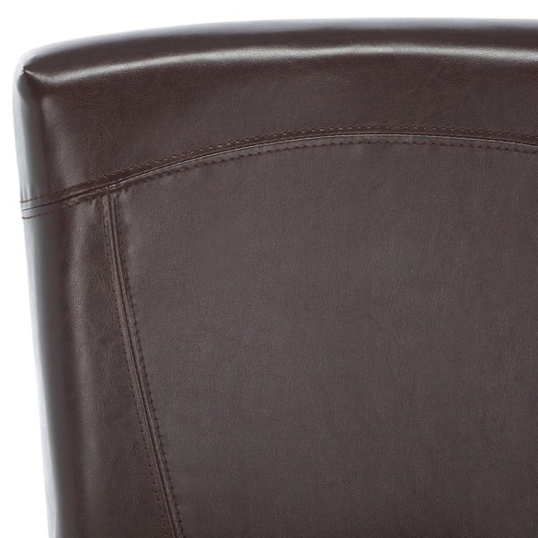 Safavieh Ken Counter Stool - Elegant Brown Bicast Leather With Classic Cherry Mahogany Frame For Comfort HUD8202A
