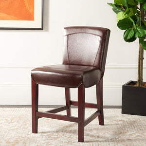 Safavieh Ken Counter Stool - Elegant Brown Bicast Leather With Classic Cherry Mahogany Frame For Comfort HUD8202A