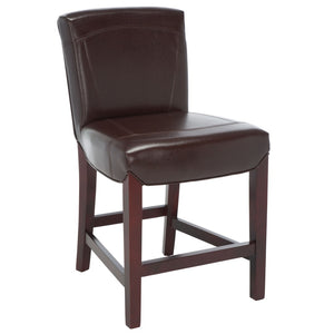 Safavieh Ken Counter Stool - Elegant Brown Bicast Leather With Classic Cherry Mahogany Frame For Comfort HUD8202A