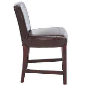 Safavieh Ken Counter Stool - Elegant Brown Bicast Leather With Classic Cherry Mahogany Frame For Comfort HUD8202A