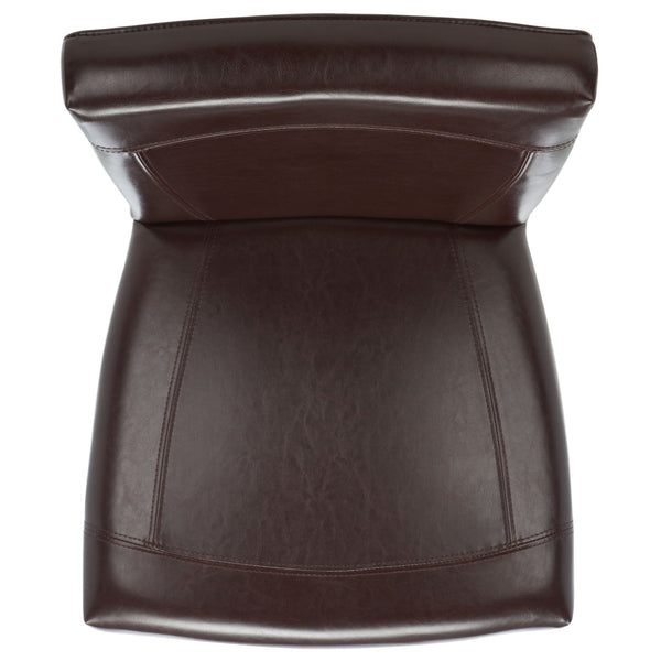 Safavieh Ken Counter Stool - Elegant Brown Bicast Leather With Classic Cherry Mahogany Frame For Comfort HUD8202A