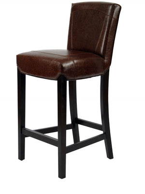 Safavieh Ken Bar Stool - Luxurious Brown Bicast Leather Upholstery, Sturdy Mahogany Frame, Timeless Elegance HUD8203A
