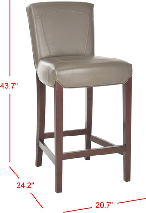 Safavieh Ken Bar Stool - Elegant Clay Bicast Leather With Cherry Mahogany Frame For Modern Kitchen & Bar Decor HUD8203B