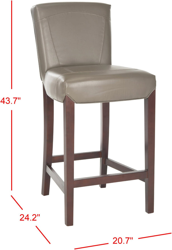 Safavieh Ken Bar Stool - Elegant Clay Bicast Leather With Cherry Mahogany Frame For Modern Kitchen & Bar Decor HUD8203B