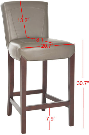 Safavieh Ken Bar Stool - Elegant Clay Bicast Leather With Cherry Mahogany Frame For Modern Kitchen & Bar Decor HUD8203B