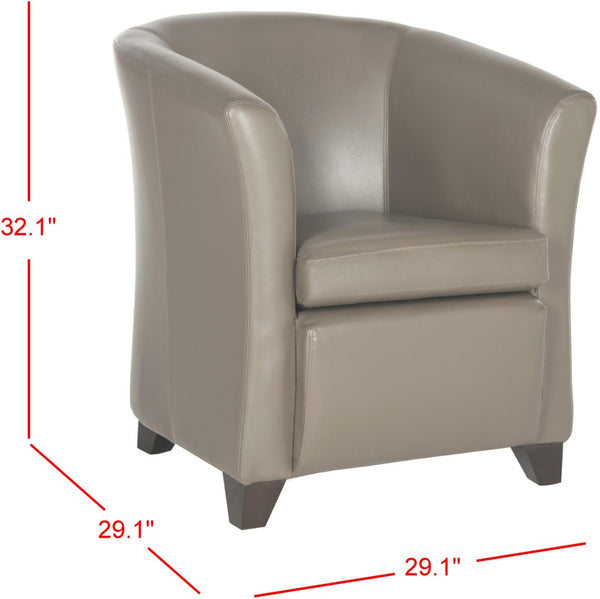 Safavieh Lorraine Tub Chair - Compact Clay-Toned Leather Accent With Cherry Mahogany Legs For Modern Spaces HUD8204C
