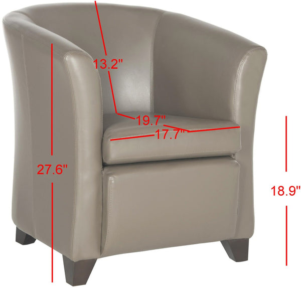 Safavieh Lorraine Tub Chair - Compact Clay-Toned Leather Accent With Cherry Mahogany Legs For Modern Spaces HUD8204C