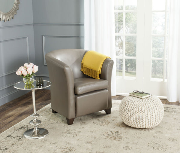 Safavieh Lorraine Tub Chair - Compact Clay-Toned Leather Accent With Cherry Mahogany Legs For Modern Spaces HUD8204C