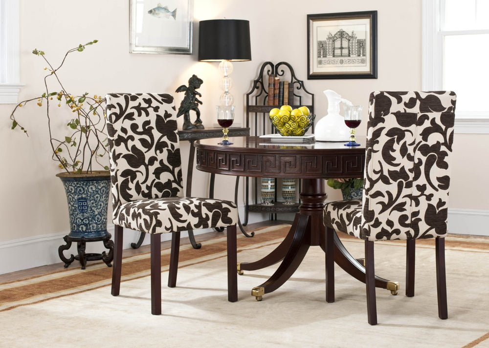 Safavieh Parsons Side Chair Set Of Two – Elegant Floral Upholstery With Solid Birchwood Frame For Dining Rooms HUD8207A