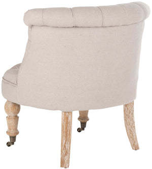 Safavieh Baby Tufted Chair - Elegant Victorian Accent For Small Spaces, Perfect For Living Rooms & Bedrooms Taupe/White Wash HUD8209B