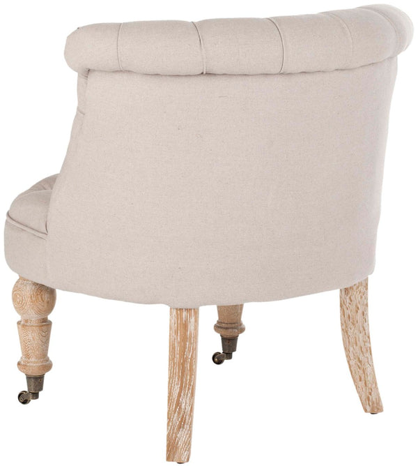 Safavieh Baby Tufted Chair - Elegant Victorian Accent For Small Spaces, Perfect For Living Rooms & Bedrooms Taupe/White Wash HUD8209B