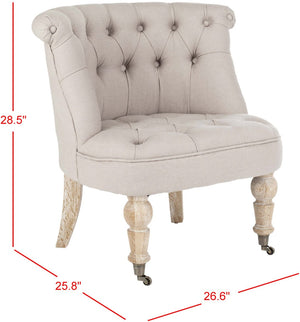 Safavieh Baby Tufted Chair - Elegant Victorian Accent For Small Spaces, Perfect For Living Rooms & Bedrooms Taupe/White Wash HUD8209B