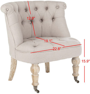 Safavieh Baby Tufted Chair - Elegant Victorian Accent For Small Spaces, Perfect For Living Rooms & Bedrooms Taupe/White Wash HUD8209B