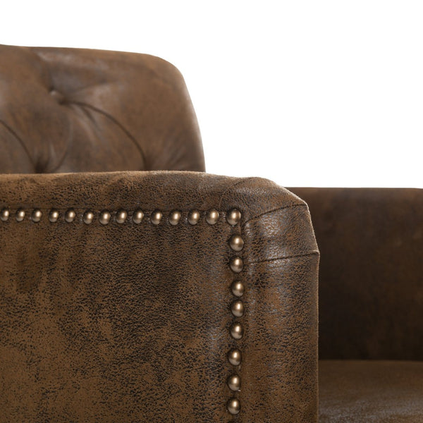 Safavieh Colin Tufted Club Chair - Timeless Accent Piece With Brass Nailhead Trim For Elegant Spaces Brown/ Cherry Mahogany HUD8212B