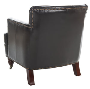Safavieh Colin Tufted Club Chair - Timeless Accent Piece With Brass Nailhead Trim For Elegant Spaces Brown / Leather HUD8212C