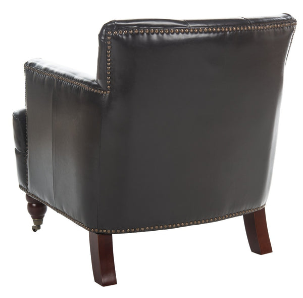 Safavieh Colin Tufted Club Chair - Timeless Accent Piece With Brass Nailhead Trim For Elegant Spaces Brown / Leather HUD8212C