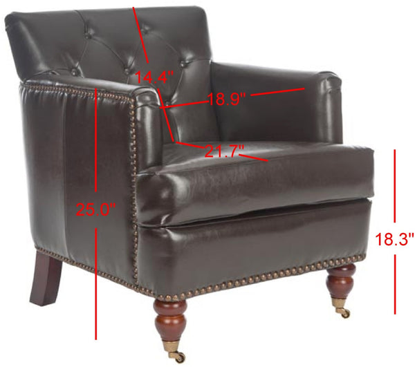 Safavieh Colin Tufted Club Chair - Timeless Accent Piece With Brass Nailhead Trim For Elegant Spaces Brown / Leather HUD8212C