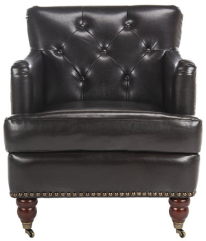 Safavieh Colin Tufted Club Chair - Timeless Accent Piece With Brass Nailhead Trim For Elegant Spaces Brown / Leather HUD8212C