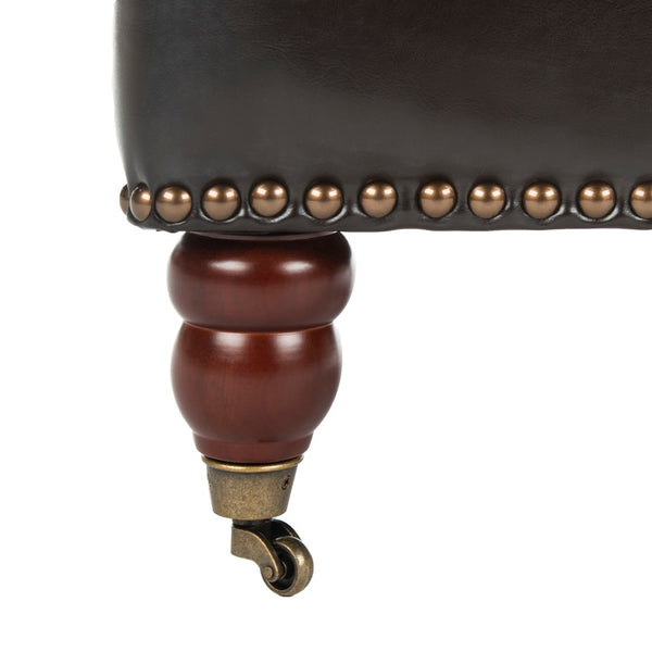 Safavieh Colin Tufted Club Chair - Timeless Accent Piece With Brass Nailhead Trim For Elegant Spaces Brown / Leather HUD8212C