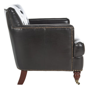 Safavieh Colin Tufted Club Chair - Timeless Accent Piece With Brass Nailhead Trim For Elegant Spaces Brown / Leather HUD8212C