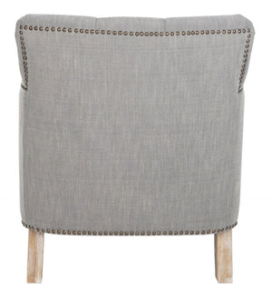 Safavieh Colin Tufted Club Chair - Timeless Accent Piece With Brass Nailhead Trim For Elegant Spaces Stone / Grey HUD8212E