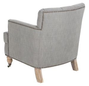 Safavieh Colin Tufted Club Chair - Timeless Accent Piece With Brass Nailhead Trim For Elegant Spaces Stone / Grey HUD8212E