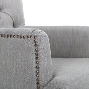 Safavieh Colin Tufted Club Chair - Timeless Accent Piece With Brass Nailhead Trim For Elegant Spaces Stone / Grey HUD8212E