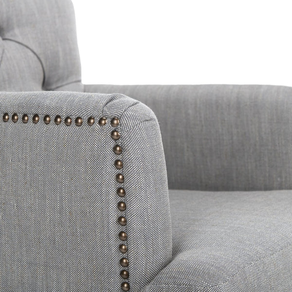 Safavieh Colin Tufted Club Chair - Timeless Accent Piece With Brass Nailhead Trim For Elegant Spaces Stone / Grey HUD8212E