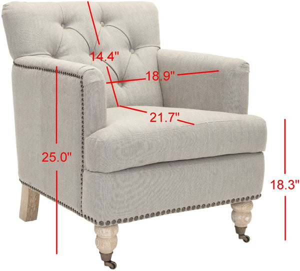 Safavieh Colin Tufted Club Chair - Timeless Accent Piece With Brass Nailhead Trim For Elegant Spaces Stone / Grey HUD8212E
